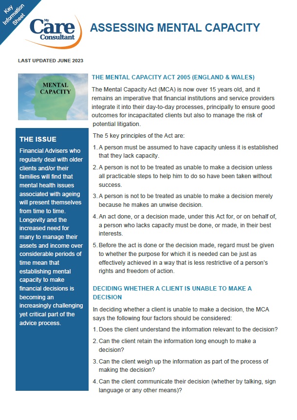 Assessing Mental Capacity - June 2023