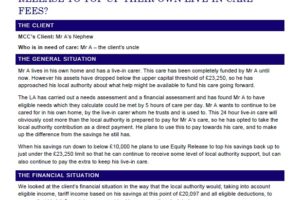 Case Study 1 – MCC – Using equity release to top up live-in care