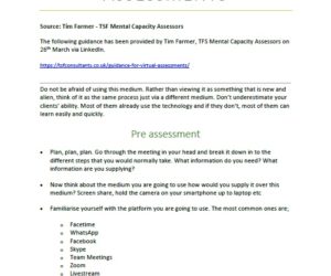 GUIDANCE FOR VIRTUAL ASSESSMENTS - from Tim Farmer